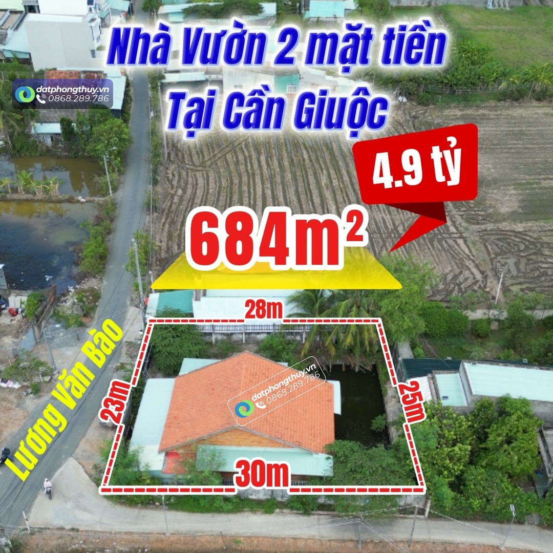 Bán nhà vườn rộng 684m² 2 mặt tiền tại mỹ lộc, cần giuộc