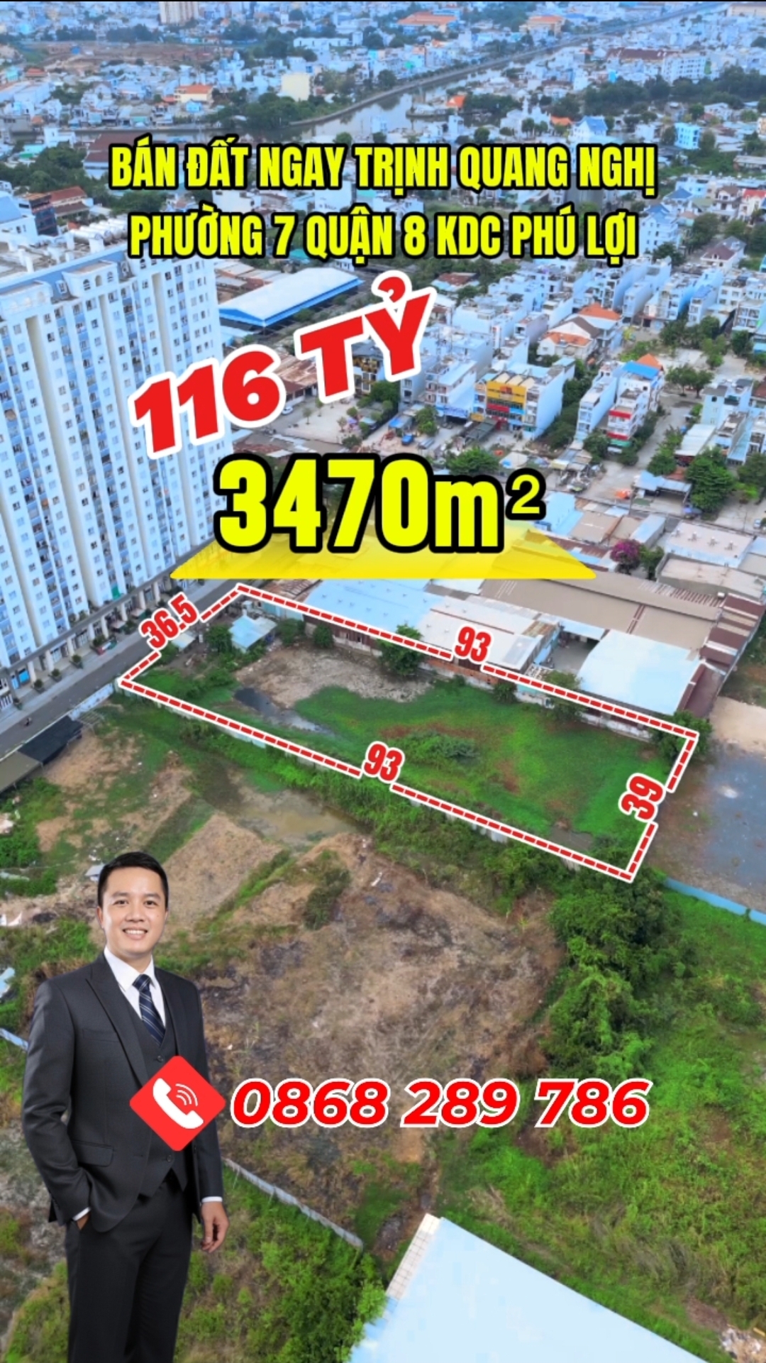 Bán đất quận 8 3470m² phường 7 (nay là phường bình đông)